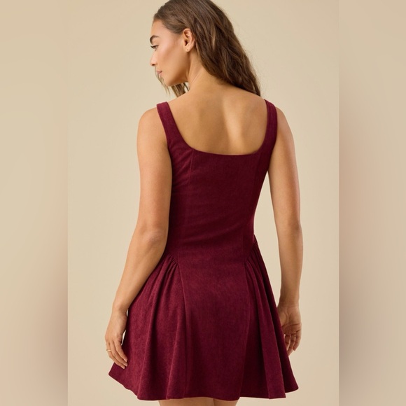 Altar'd State Ollie Mini Dress Burgundy Corduroy XS - Picture 3 of 8